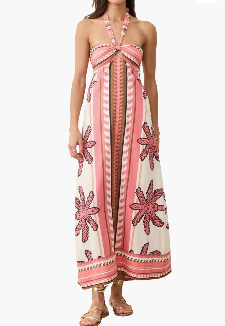 Marine Layer Canyon Halter Maxi Sundress in Desert Deco. Size S.